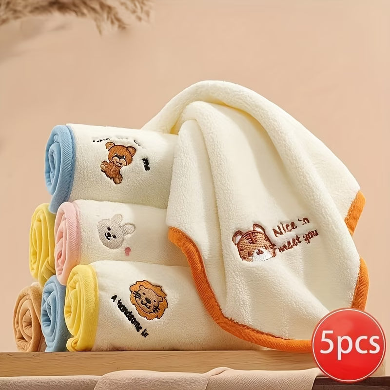 5pcs Soft and Comfortable Baby Washcloths, Square Towels